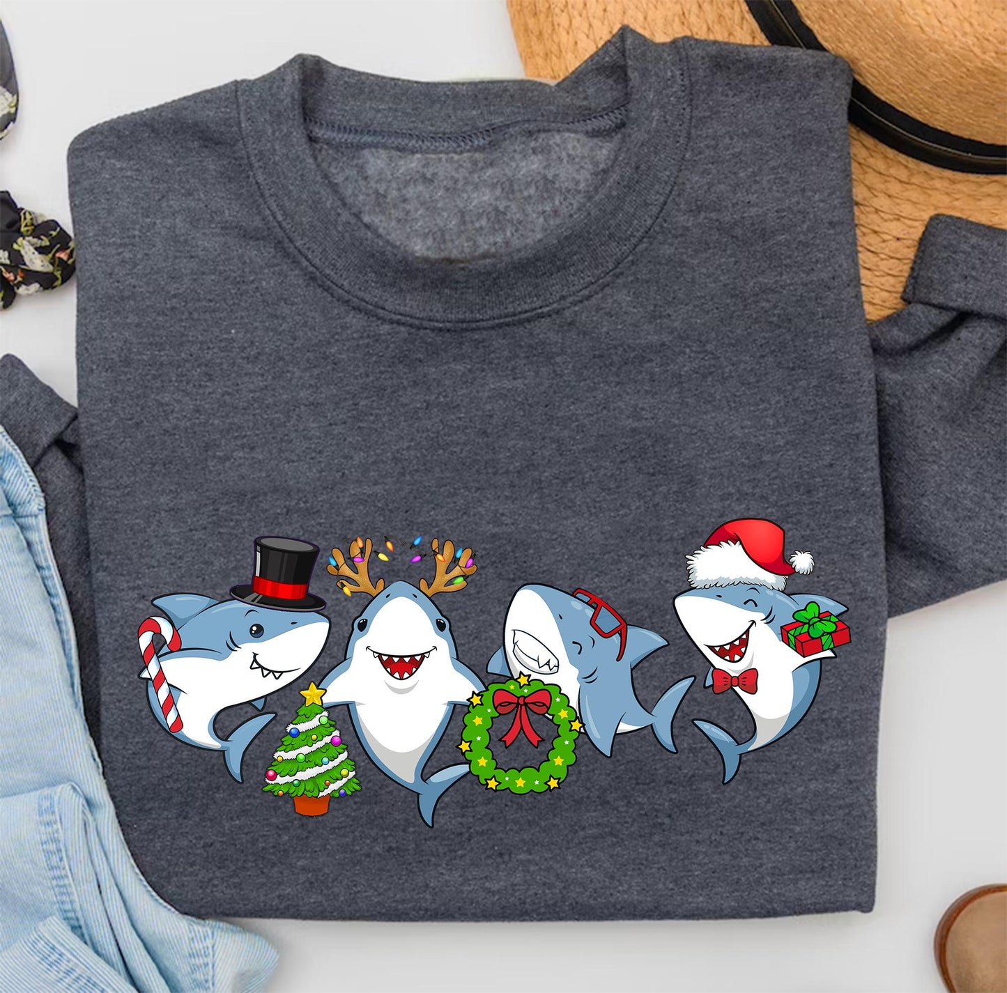 Happy Shark Christmas Sweater